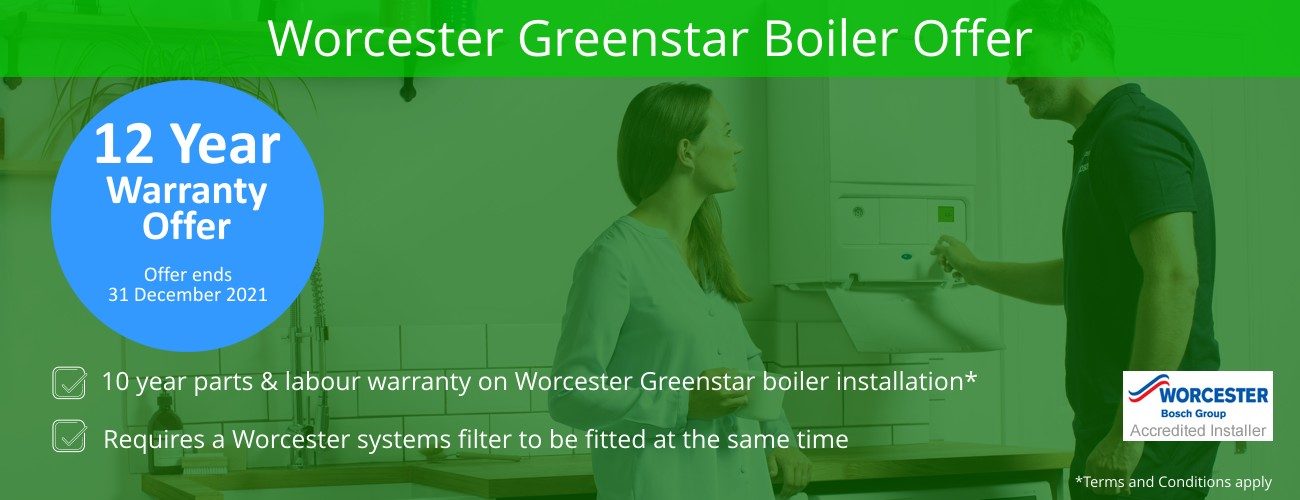 OFFER TIL 31ST DEC 2019, 10 year warranty available with Worcester Greenstar Boilers when a systems filter is fitted.
