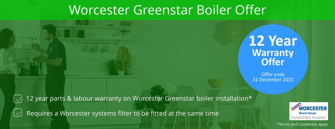 OFFER TIL 31ST DEC 2019, 10 year warranty available with Worcester Greenstar Boilers when a systems filter is fitted.
